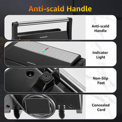 Tosti apparaat - Tosti ijzer - Contactgrill - Grill apparaat - 1000W - RVS - Aigostar