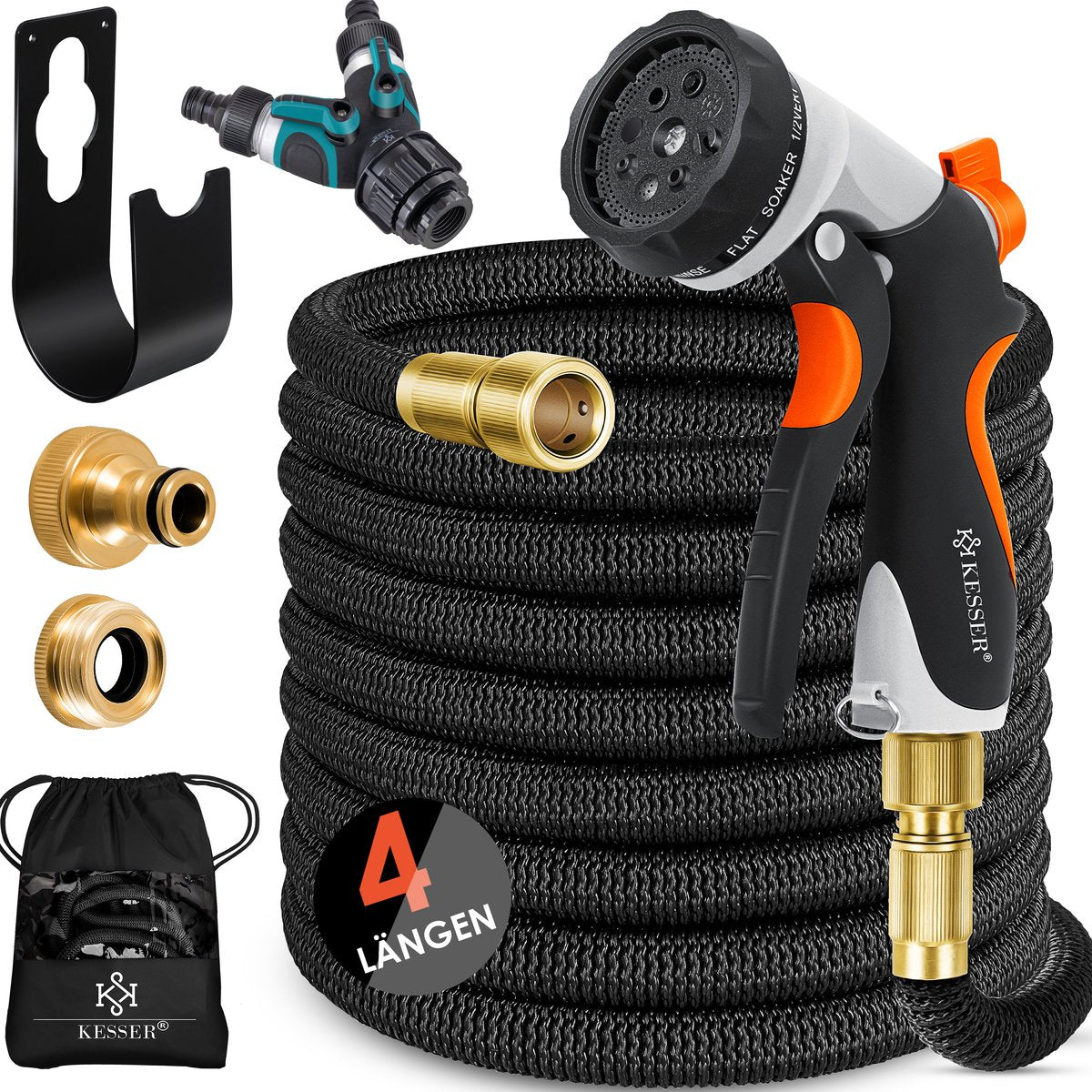 KESSER® Premium Tuinslang 45m - Uitrekbare Tuinslang - Zwart