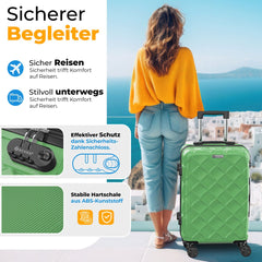 KESSER® Reiskofferset - 3-delig - ABS- Kofferset - Groen
