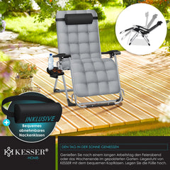Tuinstoel - Ligstoel - Verstelbaar - Opvouwbaar - Grijs - KESSER®