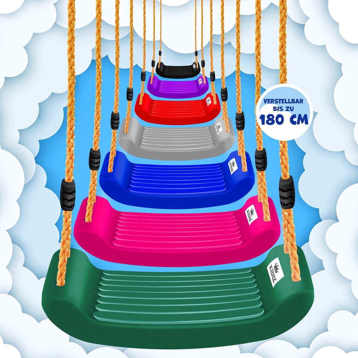KIDIZ® Schommel Kinderschommel Set - Incl. Accessoires Schommelzitje PP-Touwen Schommelplank Tuin Buiten Binnenschommel voor kinderen om op te schommelen Plastic Hoogte Verstelbaar Antislip - Groen
