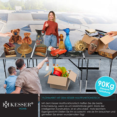 KESSER® 3 Inklapbare Tafel - Campingtafel - Klaptafel - 100x60cm - Zwart