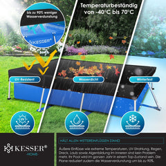 KESSER® Zwembad zonnezeil - Afdekzeil - 304x210cm - Zwart