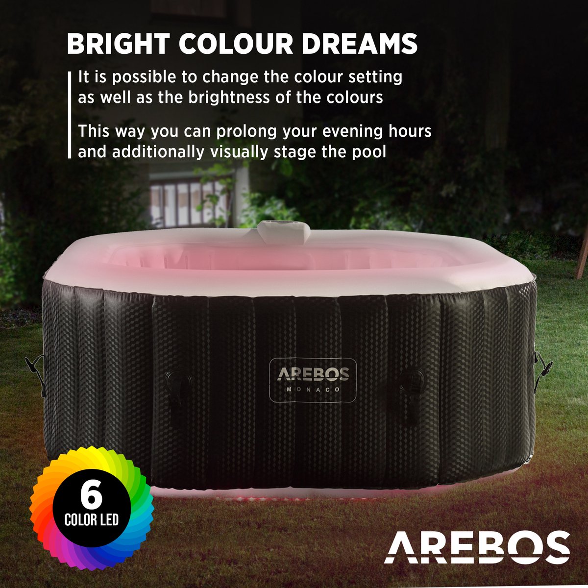 AREBOS Bubbelbad Voor 4 personen - Hottub - met Accessoires - met LED