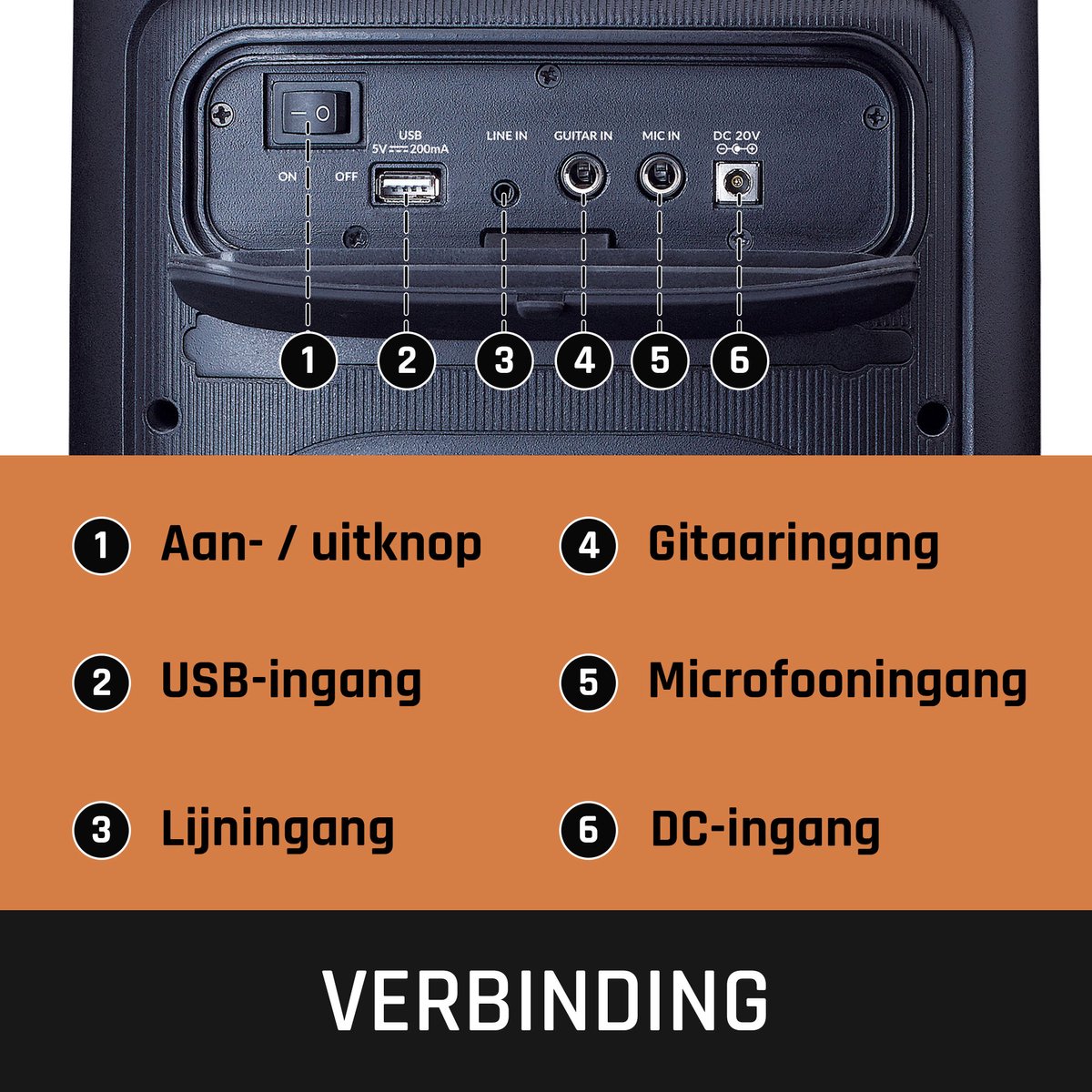 Lenco PA-100BK - Draadloze Bluetooth Party Speaker - Met Verlichting en Microfoon - Zwart •
