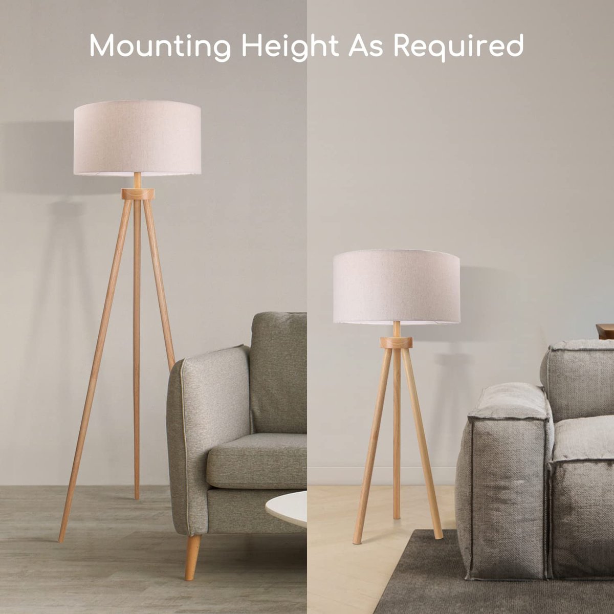 Aigostar 13AT1 - Staande lamp - Vloerlamp - H 143cm - E27 Fitting - Leeslamp - Staanlamp - Woonkamer - Slaapkamer - Excl. lichtbron