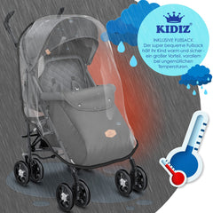 KIDIZ® Kinderwagen - Wandelwagen - Kinderbuggy - Antraciet