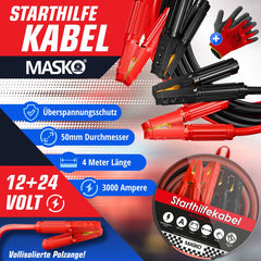 MASKO® Startkabels Auto - 4M - Starthulp - Jumpstarter - Zwart/Rood