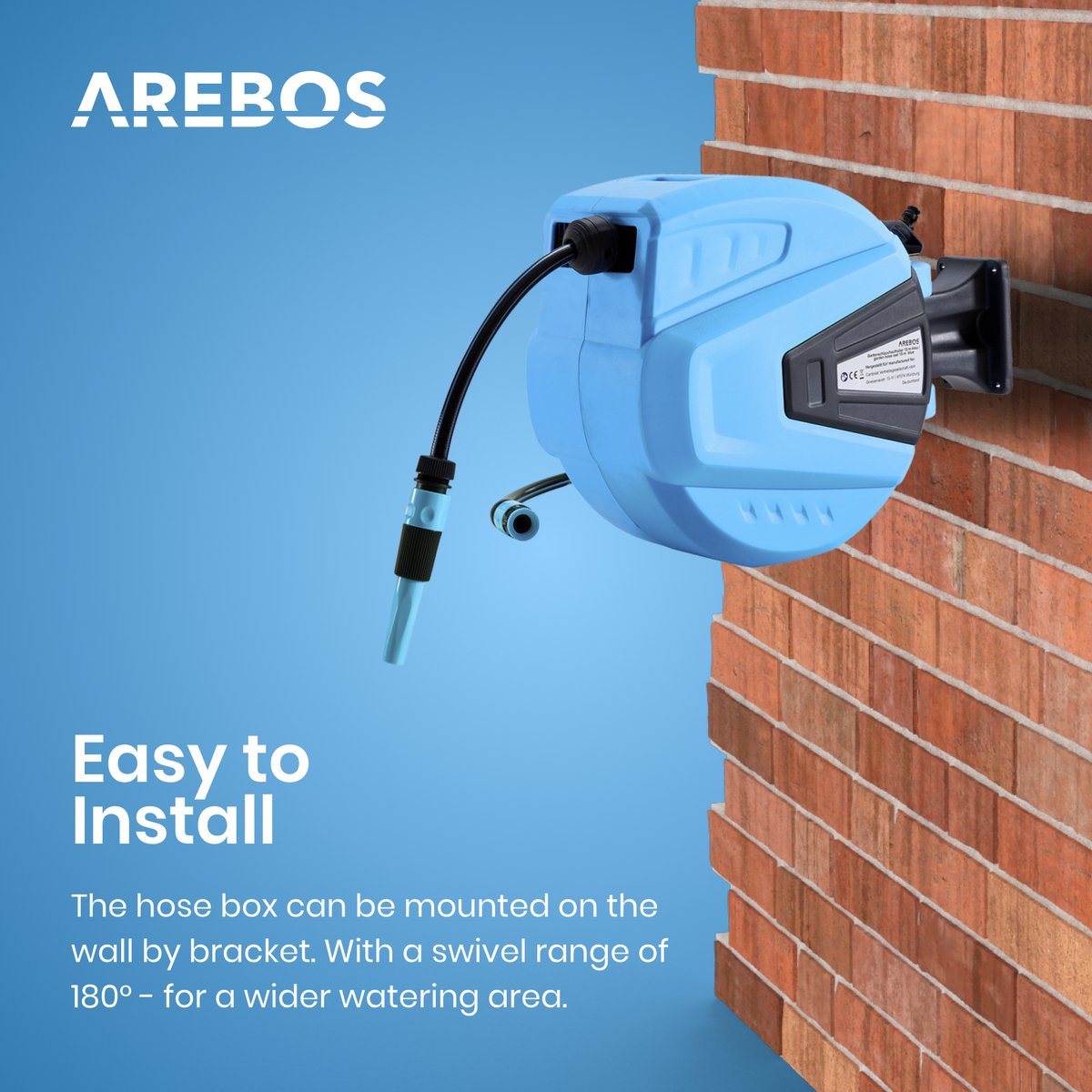 AREBOS Tuinslanghaspel - Tuinslang - Waterslangslang met Snelkoppeling - 20 m - Blauw