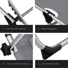 Ligbed - Ligstoel - Zonnebed - Opvouwbaar - Grijs - KESSER®
