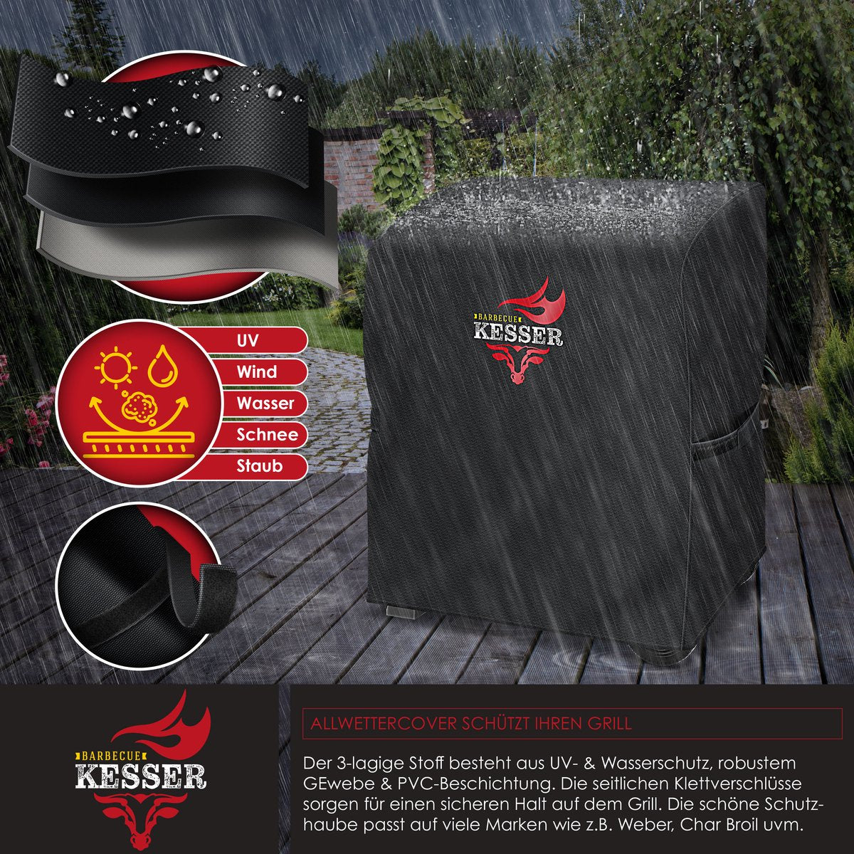 KESSER® XL Houtskoolbarbecue - RVS - BBQ - Zwart
