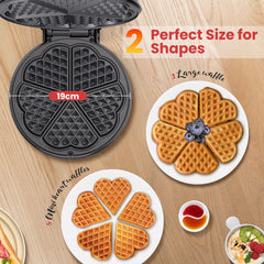Aigostar Wafelijzer hartvorm- Met Regelbare Temperatuur - 1000W - Zwart - RVS - Crunchy