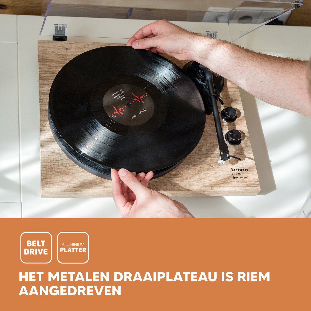 Lenco Platenspeler met Bluetooth - LBT-188PI - Hout •
