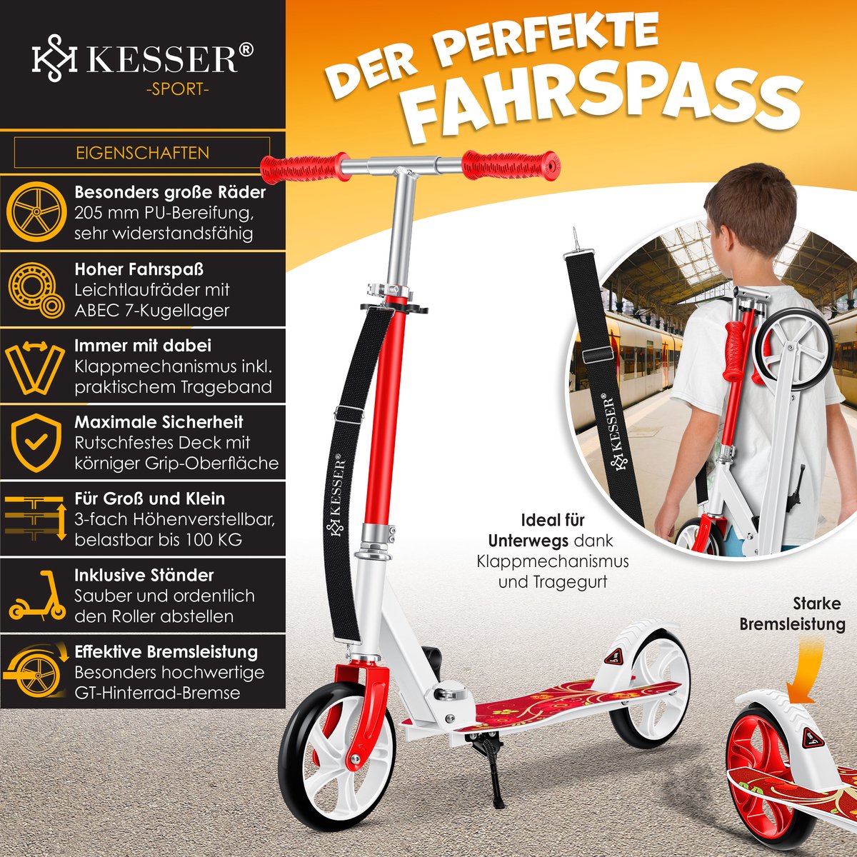Kinderstep - Verstelbaar - Vouwbaar - Rood - KESSER®
