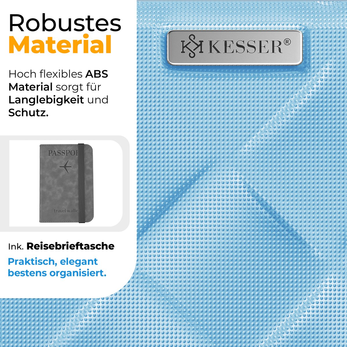 KESSER® Reiskofferset - 4-delig - ABS- Kofferset - Blauw •