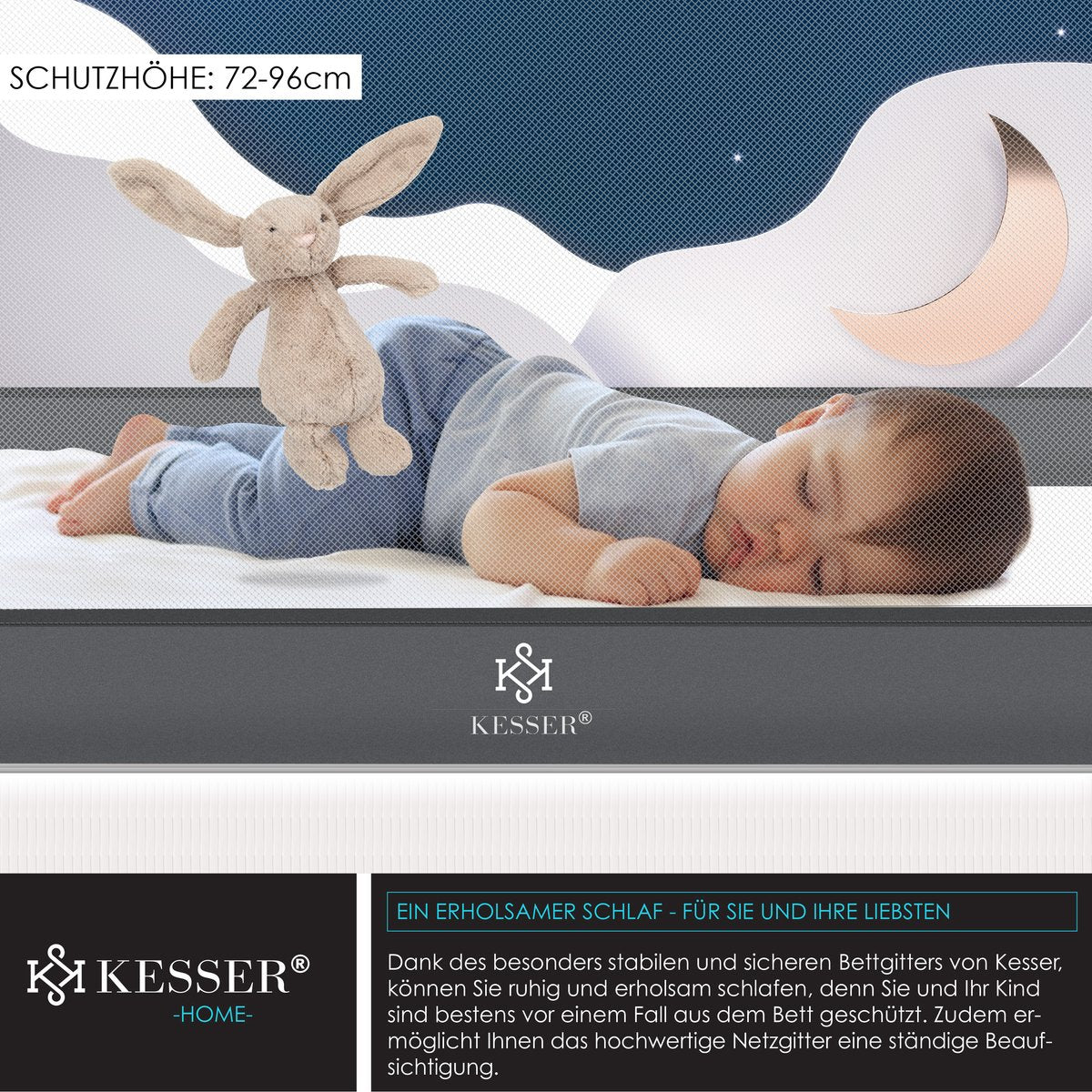 KESSER® Bedhekje - Kinderbedhek - Babybedhek - 200cm - Donkergrijs