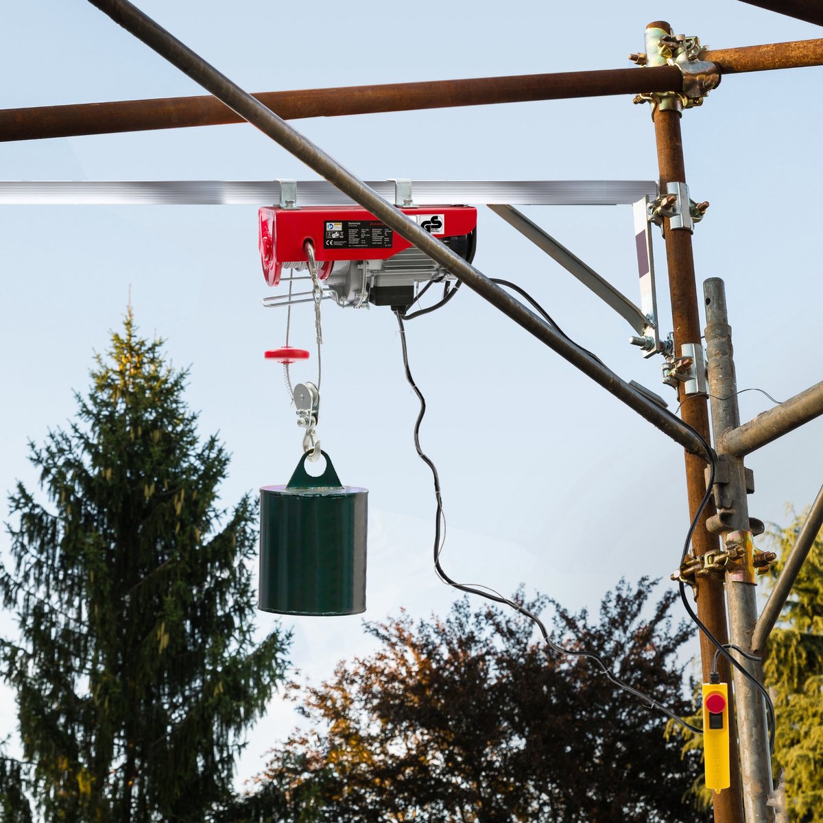 AREBOS Elektrische Takel Hefapparaat Hijskraan Elektrische Lier 200kg 500W