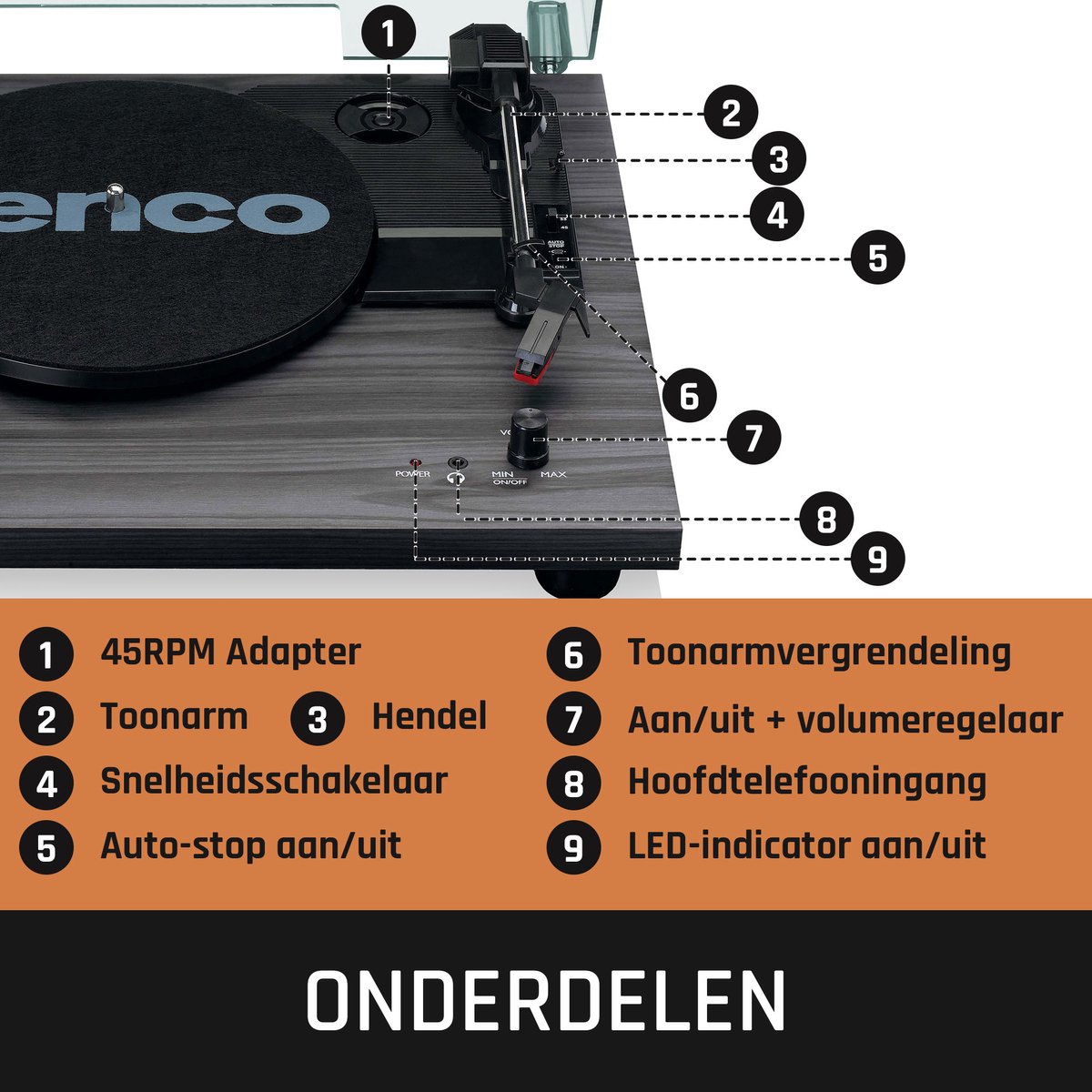 Lenco Platenspeler - Ingebouwde Speakers - Auto-stop - LS-10BK - Zwart •