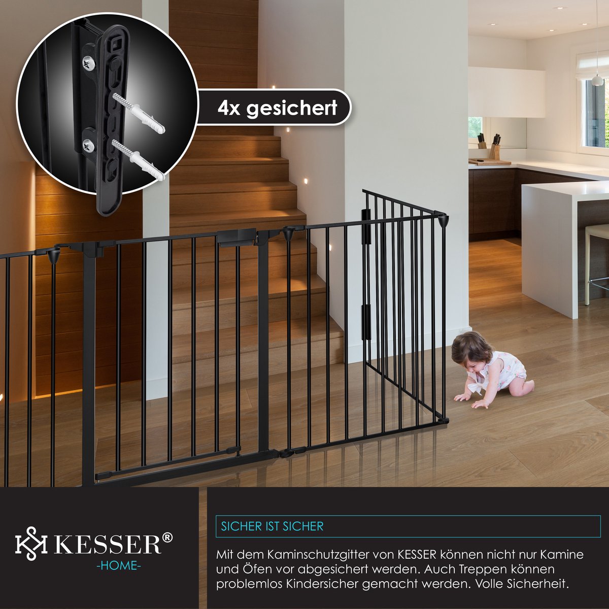 KESSER® Traphekje - Veiligheidshekje - 300cm - Zwart