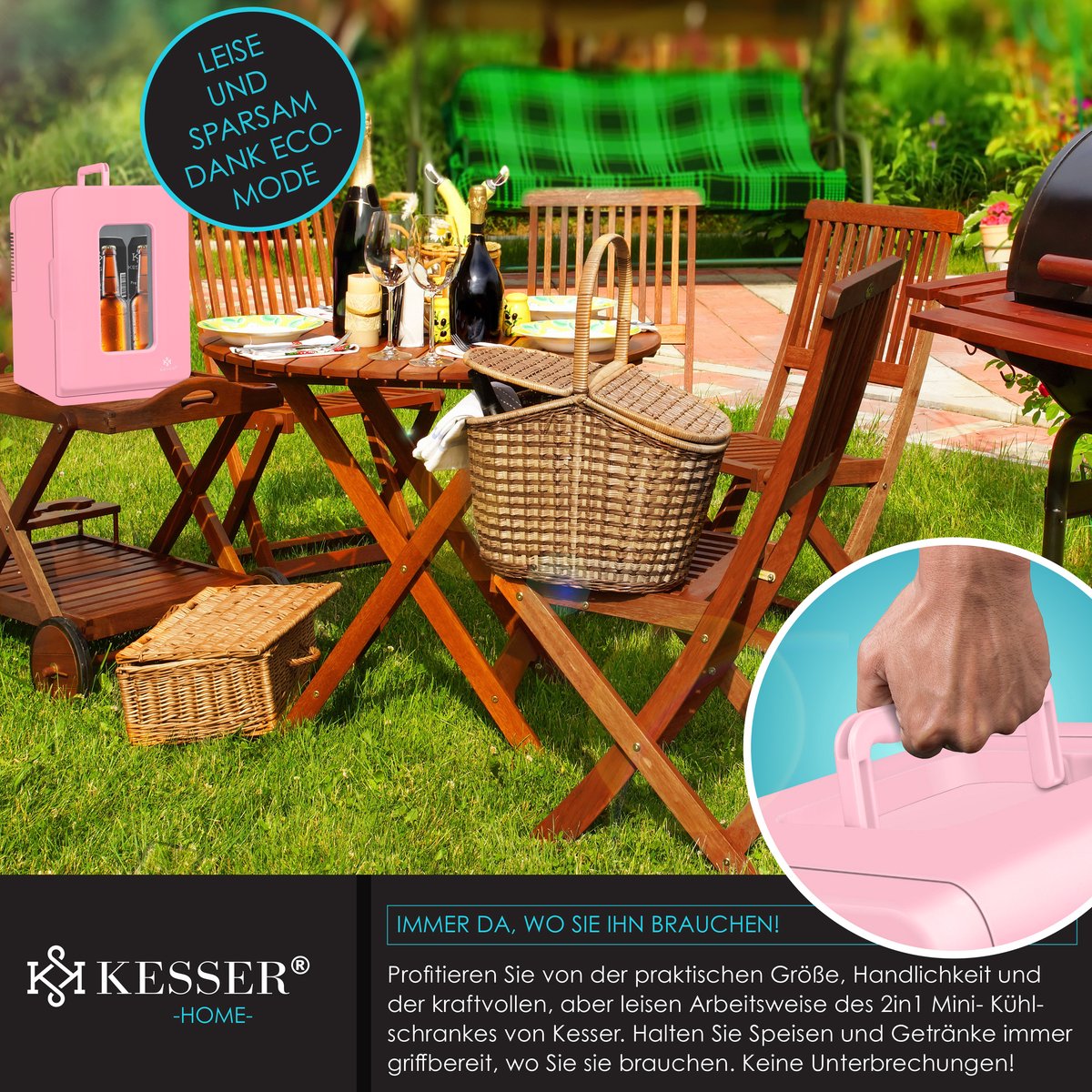 KESSER® Mini Koelkast - 15 Liter - Koelbox - Roze