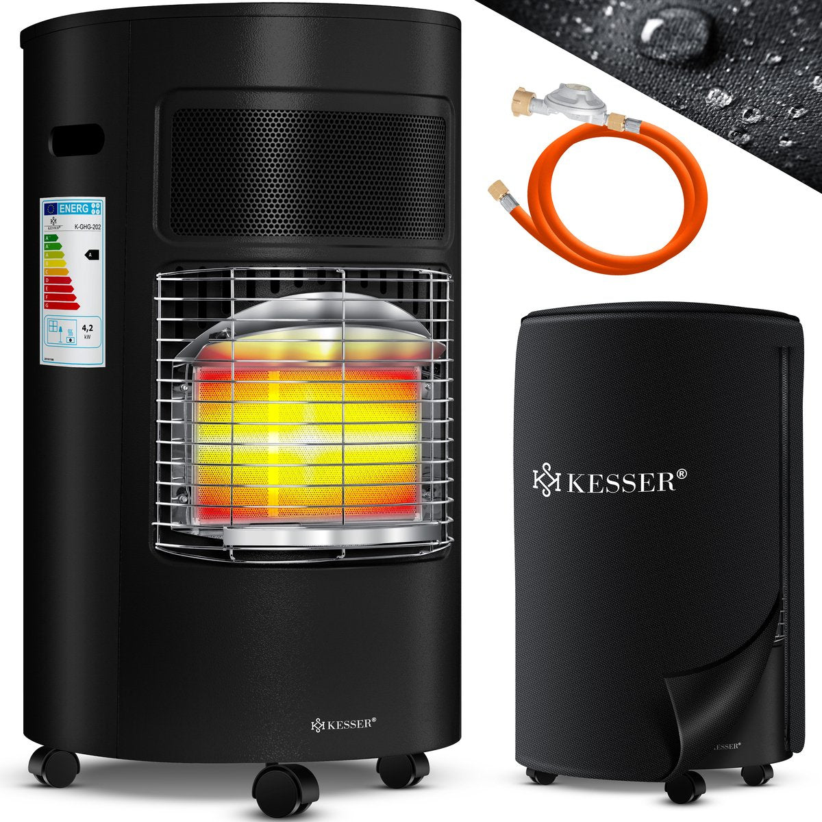 KESSER® Gaskachel Keramisch - 4200W - Terrasverwarmer - Zwart