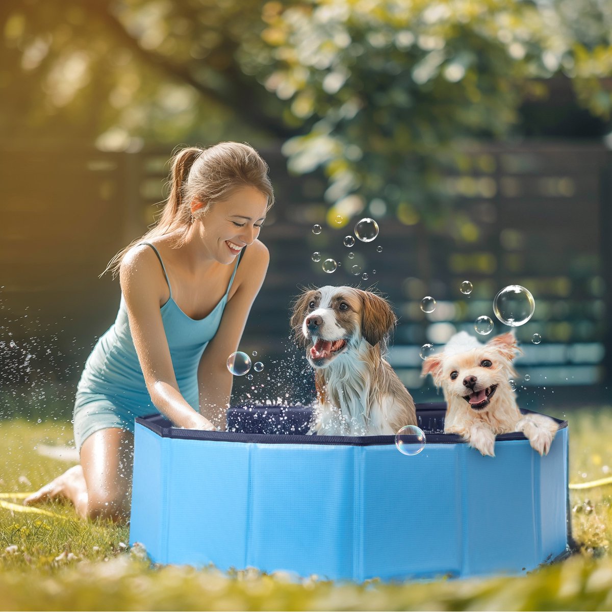 Nobleza Zwembad Hond - hondenzwembad - Ø180x30cm - opvouwbaar Dierenzwembad - Honden Speelgoed - Verkoeling Voor Huisdieren - Blauw