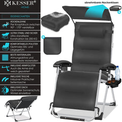 Tuinstoel - Ligstoel - Verstelbaar - Opvouwbaar - Antraciet - KESSER®