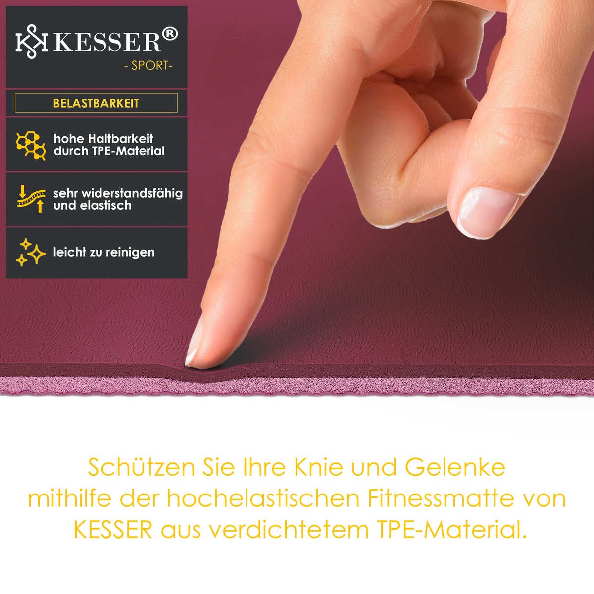 KESSER® Yoga Mat Extra Dik - 183x61cm - Antislip- Bordeaux