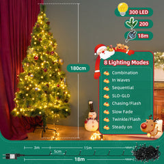 Kerstboom met verlichting - Kunstkerstboom - 180 cm - Met standaard - Aigostar