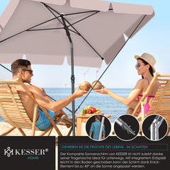 KESSER® Stokparasol Inclusief Beschermhoes & Draagtas 200 × 125cm - Parasol voor Balkon, Tuin & Terras Tuinparasol Strandparasol - Taupe
