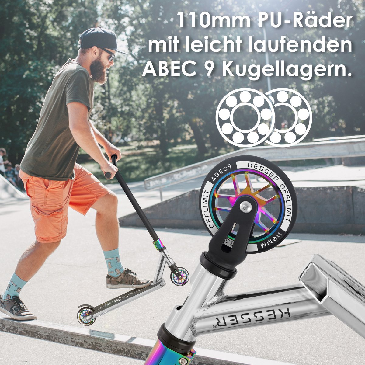 KESSER® Stuntstep voor Volwassenen en Kinderen - Kinderstep - Zilver