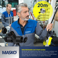 Masko® Kabelhaspel 20m - Verlengkabel - Grijs
