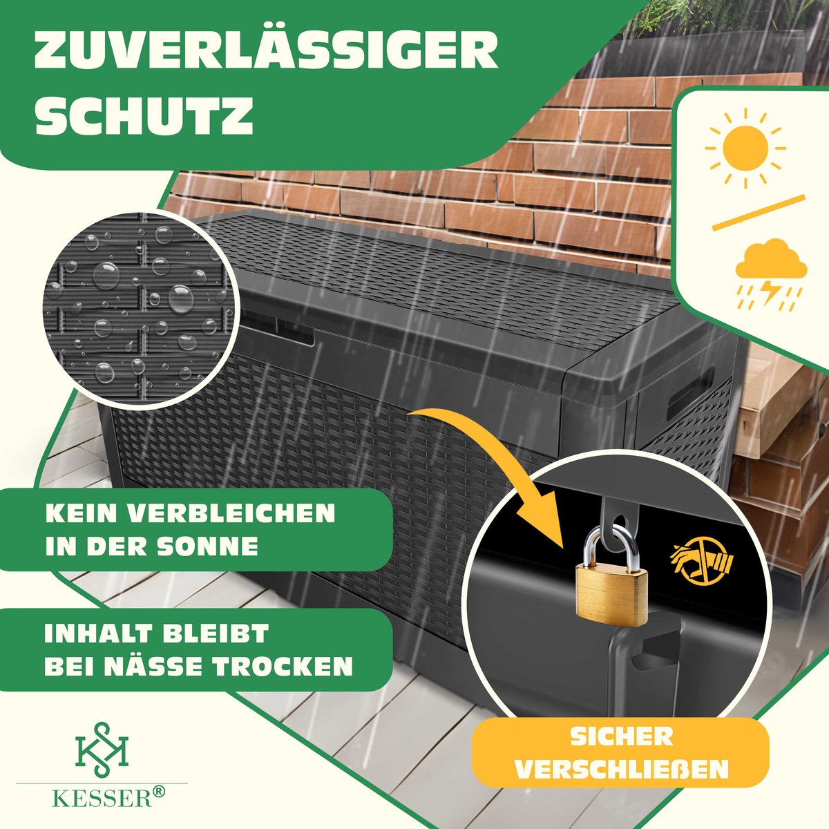 KESSER® Opbergbox 310L - Inklapbaare - Tuinkist - Antraciet •