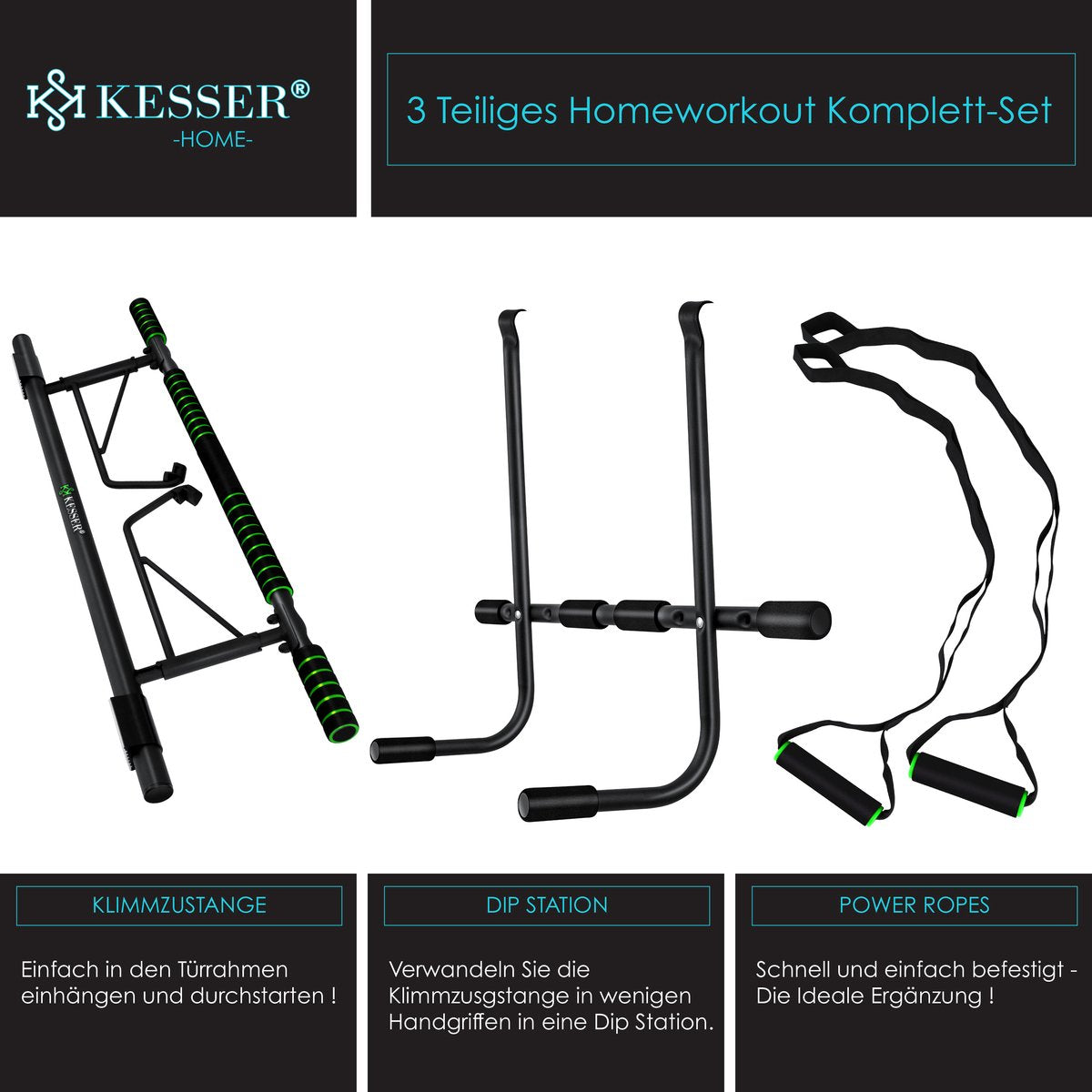 KESSER® Pull up bar - Optrekstang - Zonder schroeven - Groen