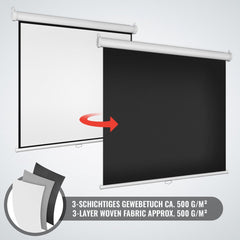 Jago - Beamerscherm zonder statief – Oprolbaar – Projectiescherm – Projectiedoek - 113 inch - 152 x 152 cm