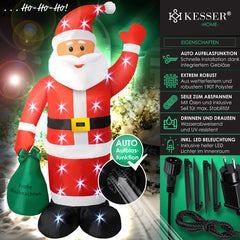 KESSER® XXL Opblaasbare Kerstman LED Verlicht - Kerstverlichting, kerstdecoratie, Kerstversiering, kerstman pop met bevestigingsmateriaal, weerbestendig IP44 - 195cm