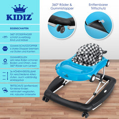 KIDIZ® 4in1 Baby walker - Loopstoel - Loopwagen - Opvouwbaar - Blauw