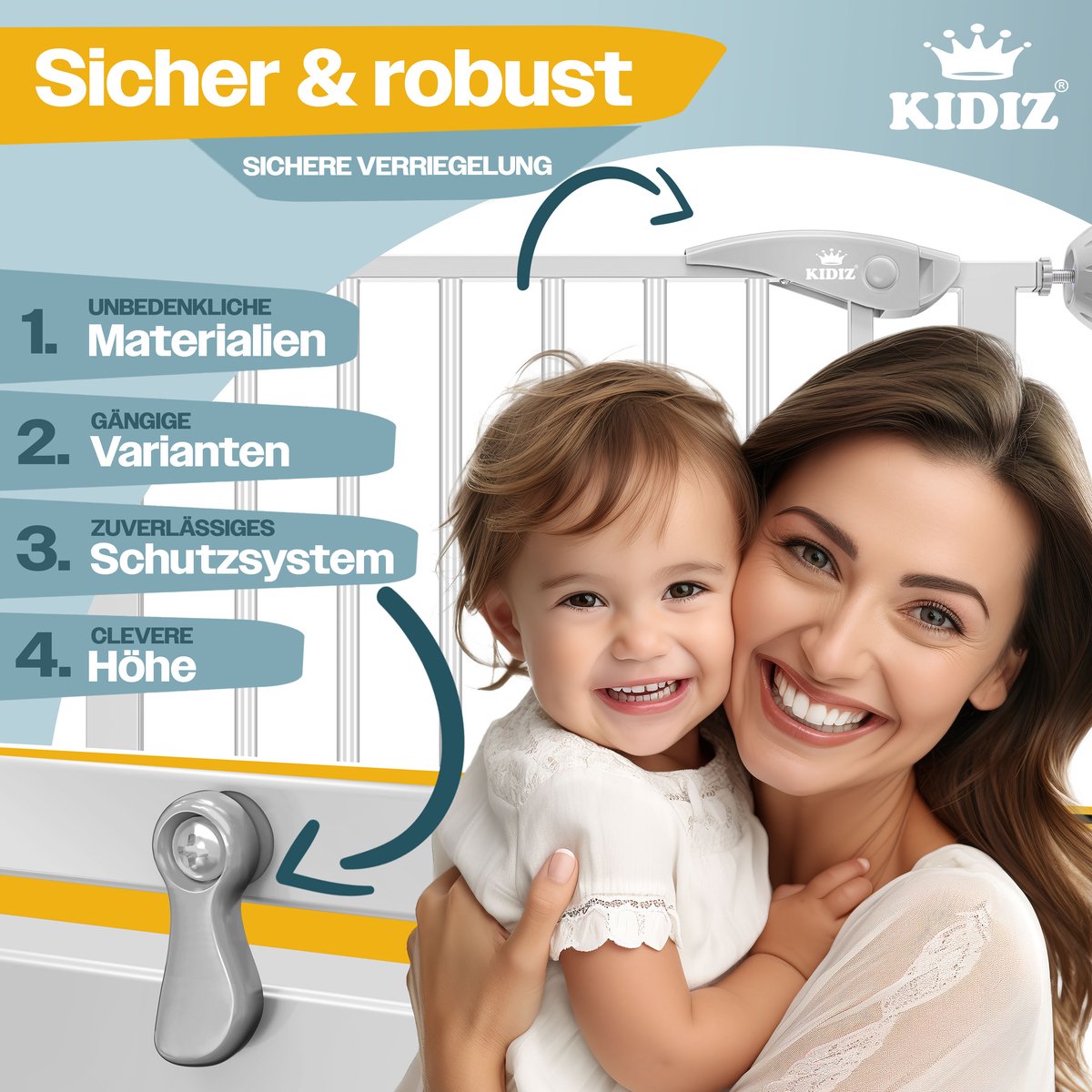 KIDIZ® Traphekje zonder boren - Veiligheidshekje - 74-87cm - Grijs