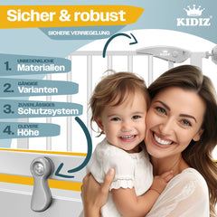 KIDIZ® Traphekje zonder boren - Veiligheidshekje - 74-87cm - Grijs