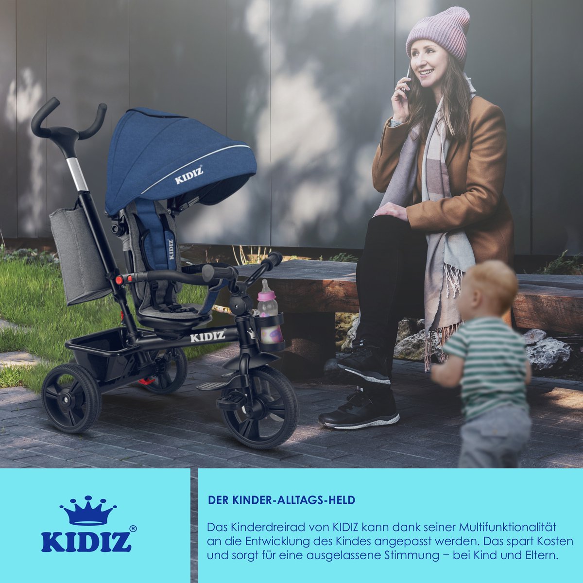 KIDIZ® 5in1 Kinderfiets - Loopfiets - Driewieler - Blauw
