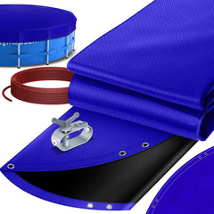 KESSER® Zwembadafdekking - Solar folie - Afdekzeil - Zwembadzeil gemaakt van 200g/m² PE-materiaal Incl. staalkabel + kabelspanner met oogjes Zonneafdekking UV-bestendig zomer & winter - Rond, 366 cm, Blauw / Zwart