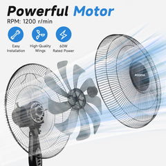 Aigostar Statiefventilator - Ventilator Staand - Verstelbaar - 60W - Zwart •