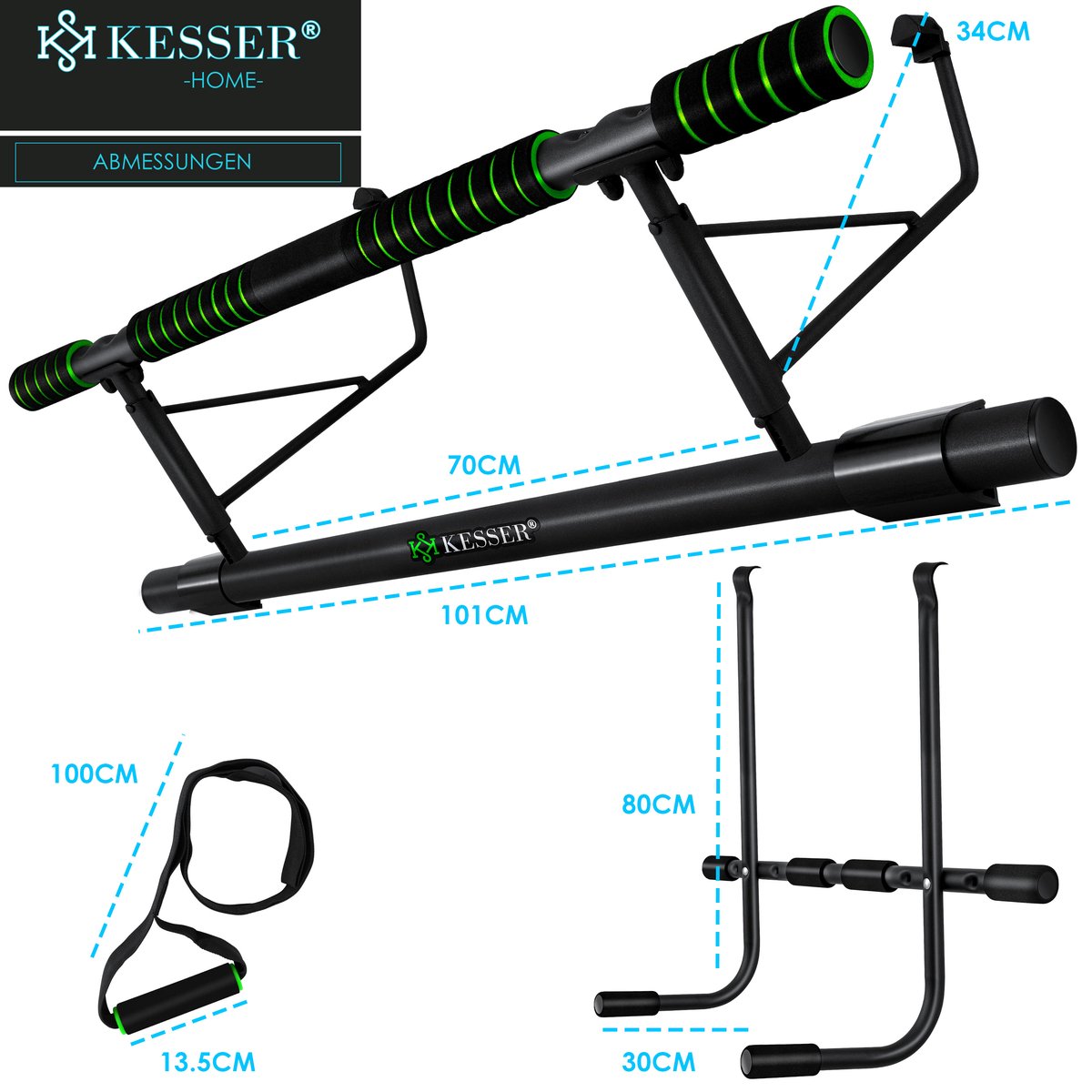 KESSER® Pull up bar - Optrekstang - Zonder schroeven - Groen