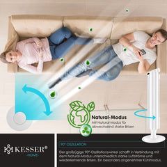 KESSER® Torenventilator - Fluisterstil - Oscillatie - Wit •