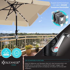 KESSER® Parasol LED Solar - Verstelbaar - Vierkant - Beige