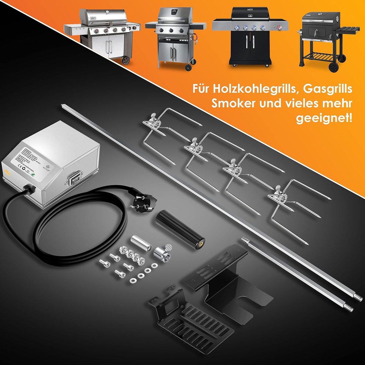 KESSER® RVS Rotisserie - 107cm -  Elektrische draaispit - Zilver