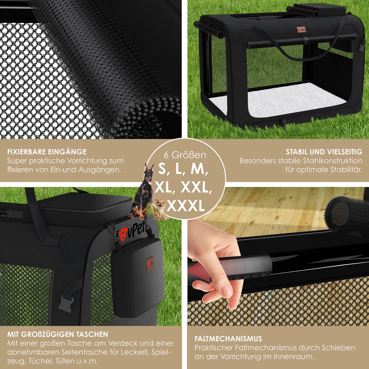 LOVPET® Hondenbench - Hondenbox - Transportbox - 102x69x69 - Zwart
