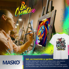 MASKO® Airbrush Set met Compressor - 4 bar double action - Zwart