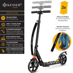 KESSER® Stuntstep voor Volwassenen en Kinderen - Opvouwbaar - Zwart