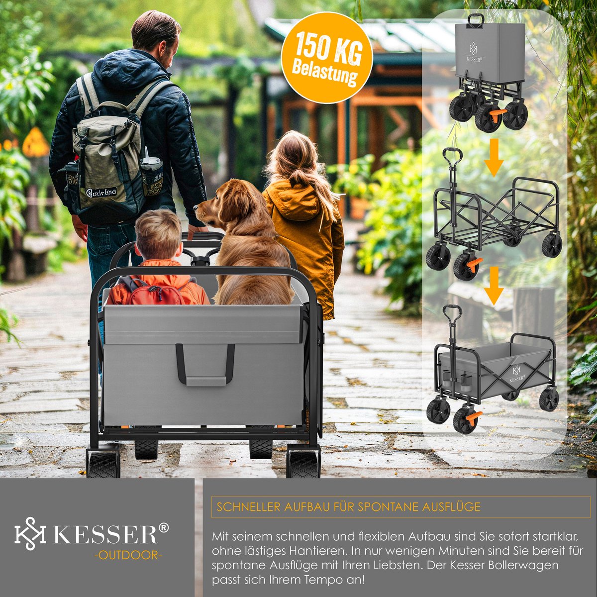 KESSER® Bolderkar - Opvouwbaar - Bolderwagen - Grijs